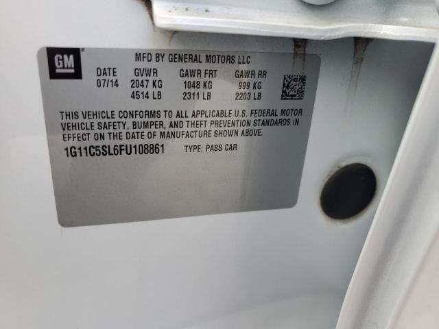 1G11C5SL6FU108861 - 2015 CHEVROLET MALIBU 1LT WHITE photo 12