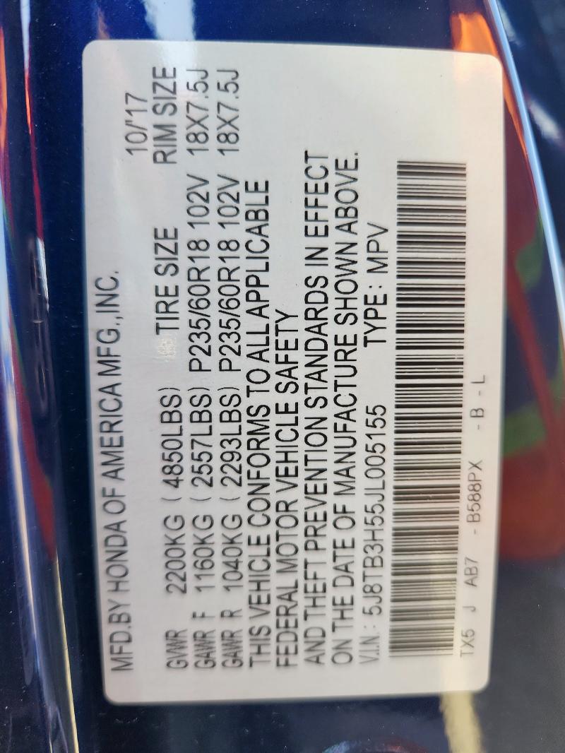 5J8TB3H55JL005155 - 2018 ACURA RDX TECHNOLOGY 蓝色 照片 13