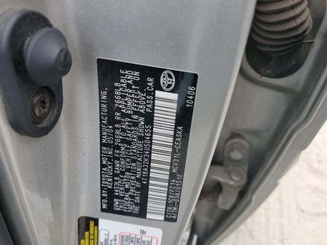 4T1BA32K34U504655 - 2004 TOYOTA CAMRY SE 银色 照片 12