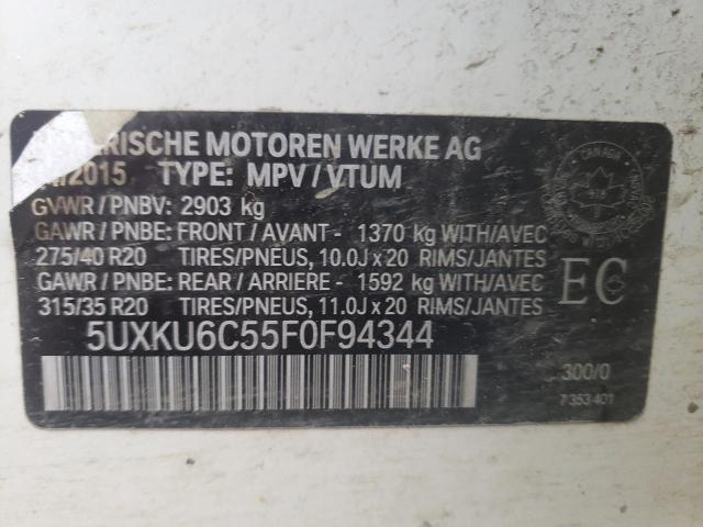 5UXKU6C55F0F94344 - 2015 BMW X6 XDRIVE50I WHITE photo 13