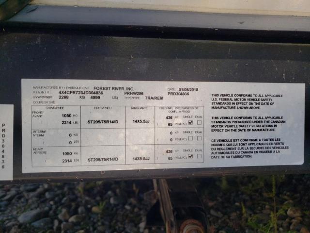 4X4CPR723JD304836 - 2018 WILDWOOD ROCKWOOD CREAM photo 10