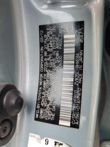 JTDKN3DPXC3006300 - 2012 TOYOTA PRIUS PLUG TURQUOISE photo 13