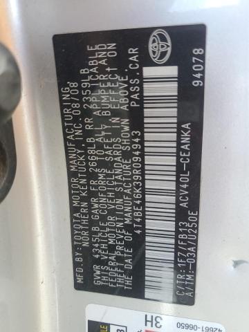 4T4BE46K39R094943 - 2009 TOYOTA CAMRY BASE ვერცხლისფერი ფოტო 13