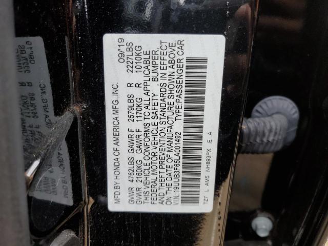 19UUB3F65LA001492 - 2020 ACURA TLX TECHNOLOGY შავი ფოტო 12