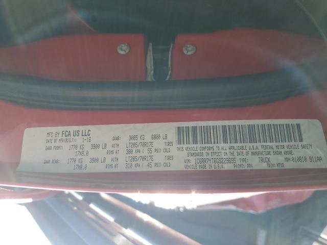 1C6RR7YT6GS229695 - 2016 RAM 1500 REBEL წითელი ფოტო 13