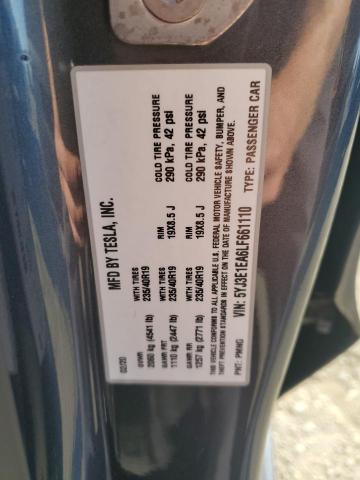 5YJ3E1EA6LF661110 - 2020 TESLA MODEL 3 灰色 照片 13