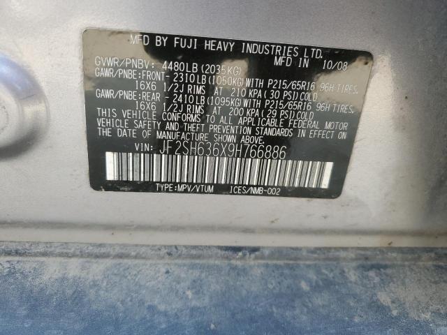 JF2SH636X9H766886 - 2009 SUBARU FORESTER 2.5X PREMIUM Сріблястий фото 13