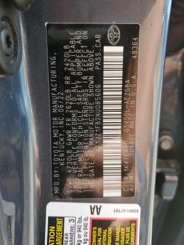 4T1JZ1FB2NU085606 - 2022 TOYOTA AVALON XLE Bleu photo 12