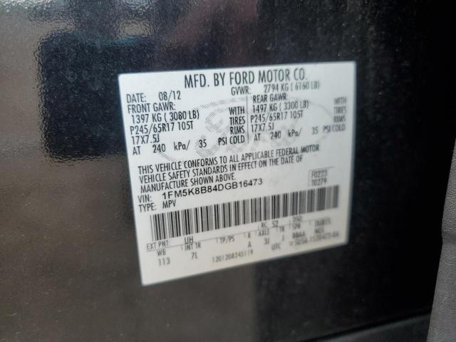 1FM5K8B84DGB16473 - 2013 FORD EXPLORER BLACK photo 13