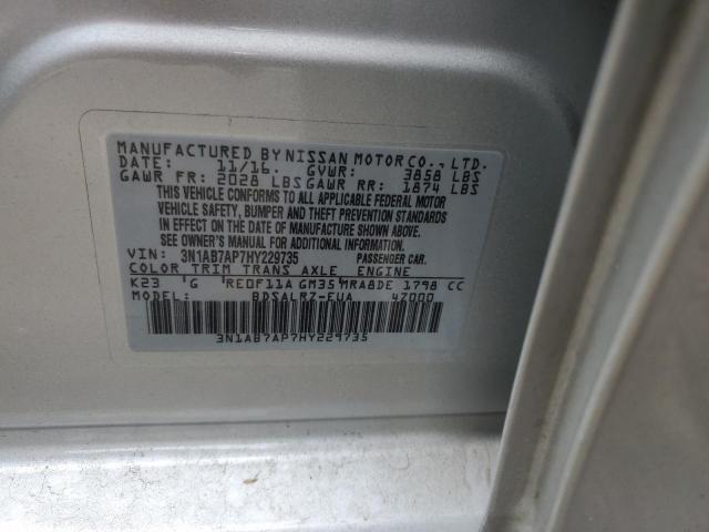 3N1AB7AP7HY229735 - 2017 NISSAN SENTRA S SILVER photo 12