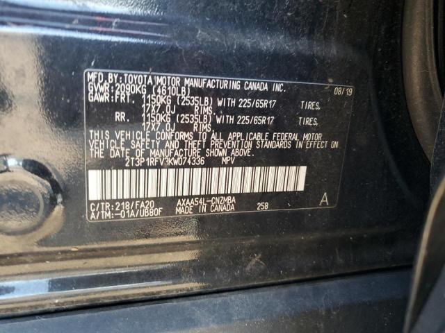 2T3P1RFV3KW074336 - 2019 TOYOTA RAV4 XLE 黑色 照片 13