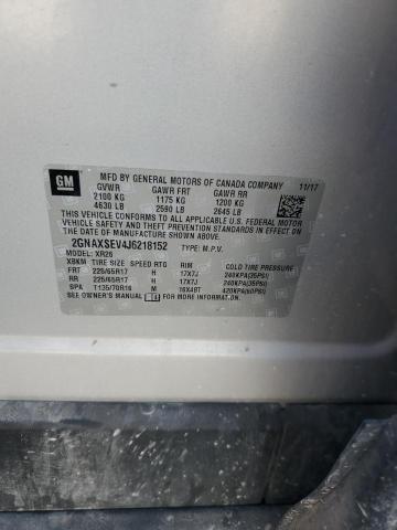 2GNAXSEV4J6218152 - 2018 CHEVROLET EQUINOX LT 银色 照片 13