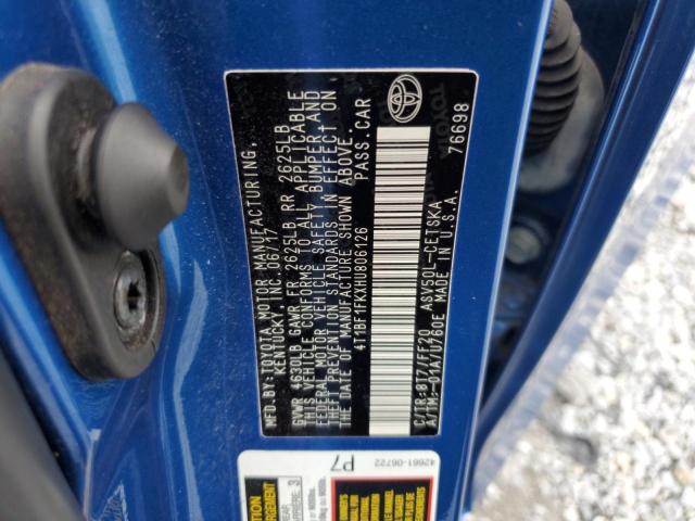 4T1BF1FKXHU806126 - 2017 TOYOTA CAMRY LE BLUE photo 12