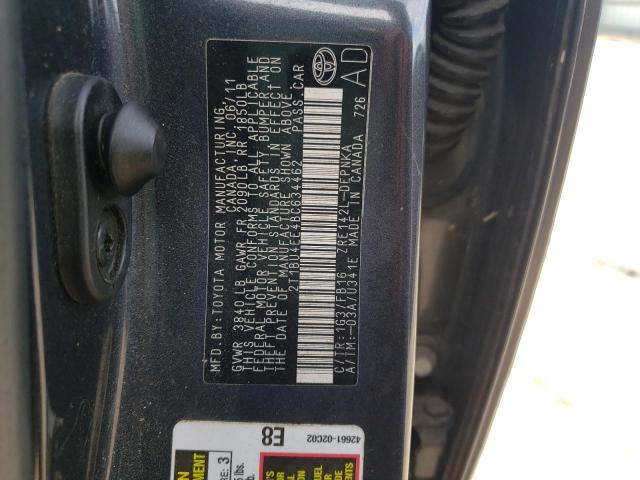 2T1BU4EE4BC634462 - 2011 TOYOTA COROLLA LE BASE GRAY photo 12