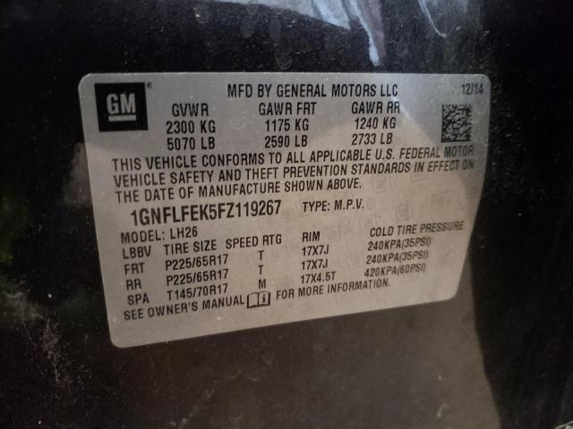 1GNFLFEK5FZ119267 - 2015 CHEVROLET EQUINOX LT BLACK photo 13