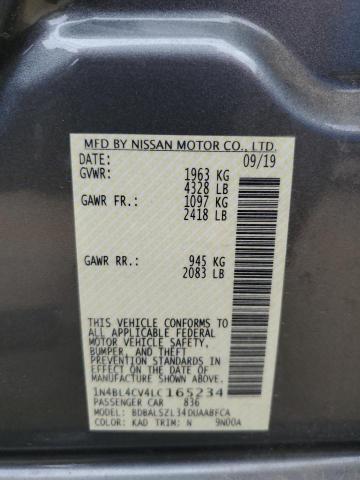 1N4BL4CV4LC165234 - 2020 NISSAN ALTIMA SR GRAY photo 12