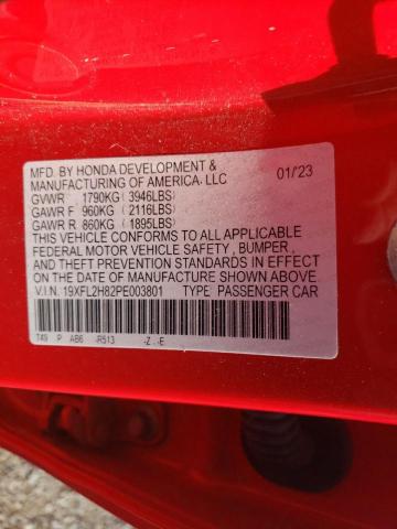 19XFL2H82PE003801 - 2023 HONDA CIVIC SPORT 红色 照片 12