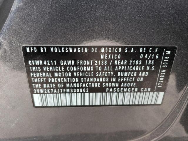 3VW2K7AJ7FM339862 - 2015 VOLKSWAGEN JETTA BASE CHARCOAL photo 13