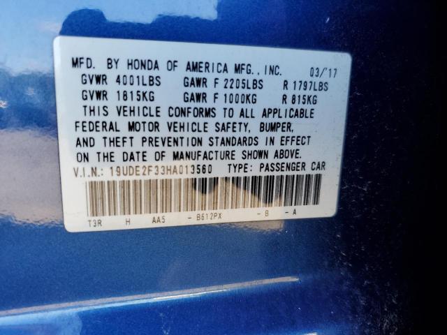 19UDE2F33HA013560 - 2017 ACURA ILX BASE WATCH PLUS BLUE photo 12