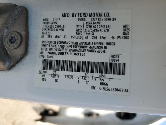 NM0LS6E78J1363154 - 2018 FORD TRANSIT CO XL თეთრი ფოტო 14