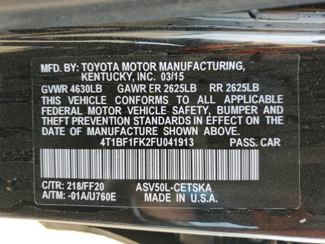 4T1BF1FK2FU041913 - 2015 TOYOTA CAMRY LE BLACK photo 12