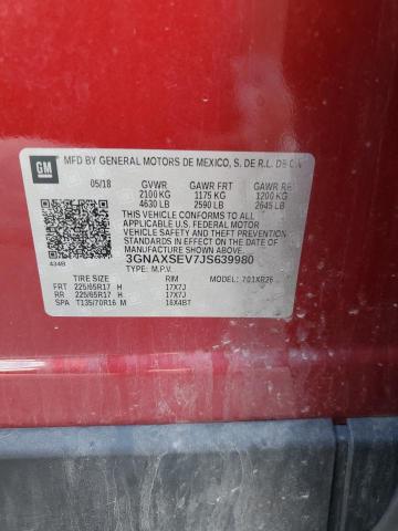 3GNAXSEV7JS639980 - 2018 CHEVROLET EQUINOX LT RED photo 13
