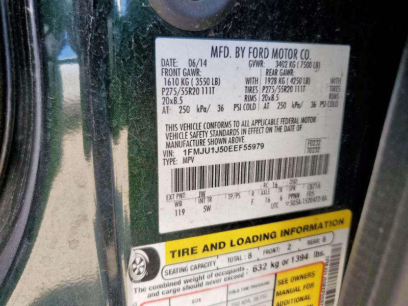 1FMJU1J50EEF55979 - 2014 FORD EXPEDITION XLT 绿色 照片 13