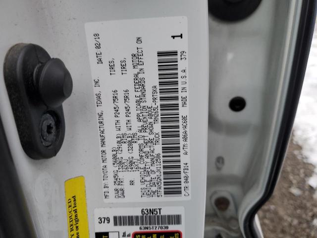 5TFAX5GN1JX112586 - 2018 TOYOTA TACOMA DOUBLE CAB 白色 照片 12