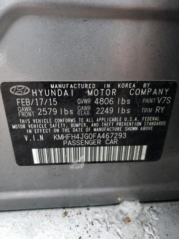 KMHFH4JG0FA467293 - 2015 HYUNDAI AZERA LIMITED SILVER photo 12