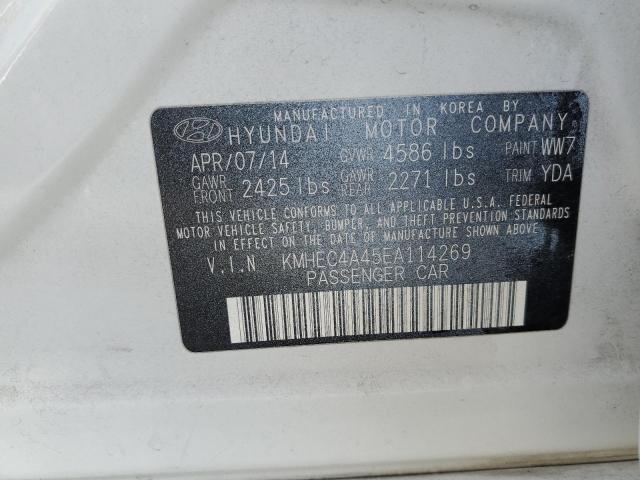 KMHEC4A45EA114269 - 2014 HYUNDAI SONATA HYBRID WHITE photo 12