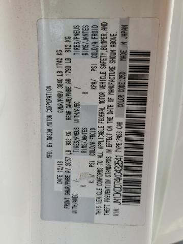 JM1DKDD74K0432541 - 2019 MAZDA CX-3 GRAND TOURING WHITE photo 12