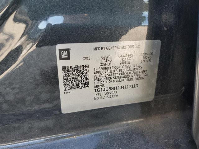 1G1JB5SH2J4117113 - 2018 CHEVROLET SONIC LS GRAY photo 12