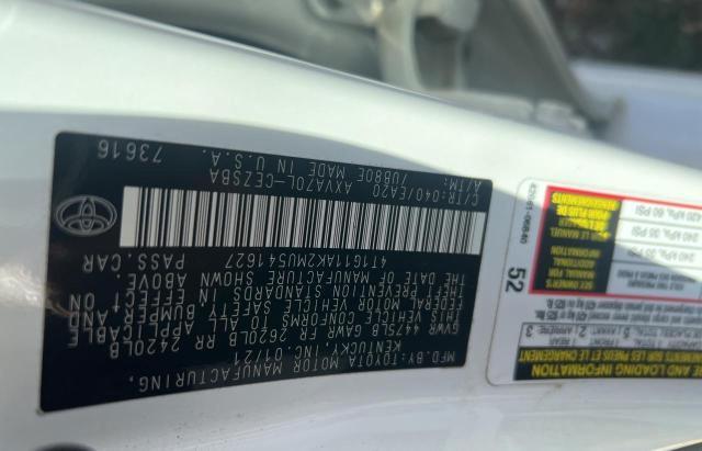 4T1G11AK2MU541627 - 2021 TOYOTA CAMRY SE WHITE photo 10