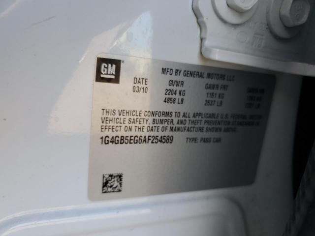 1G4GB5EG6AF254589 - 2010 BUICK LACROSSE CX Սպիտակ լուսանկար 12