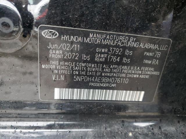 5NPDH4AE9BH076110 - 2011 HYUNDAI ELANTRA GLS BLACK photo 12