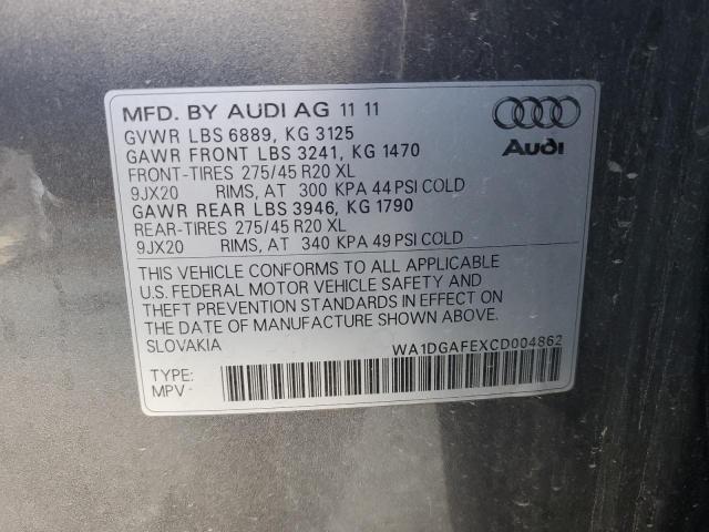 WA1DGAFEXCD004862 - 2012 AUDI Q7 PRESTIGE GRAY photo 12