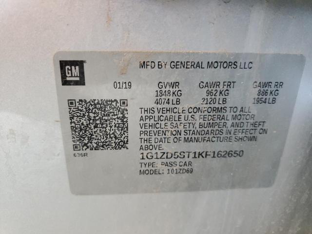 1G1ZD5ST1KF162650 - 2019 CHEVROLET MALIBU LT SILVER photo 13