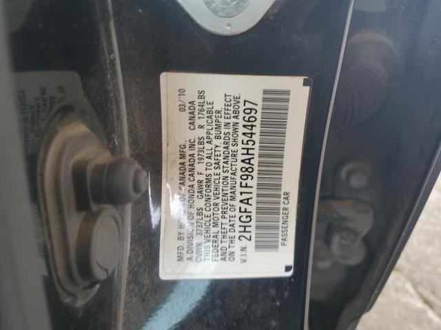 2HGFA1F98AH544697 - 2010 HONDA CIVIC EXL 黑色 照片 12
