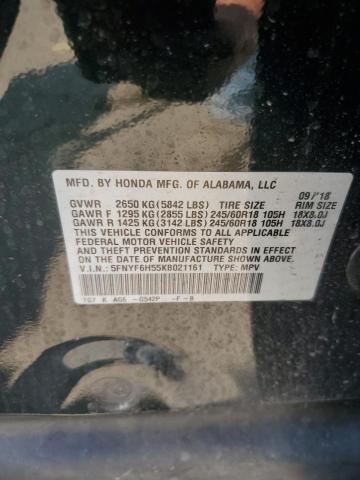 5FNYF6H55KB021161 - 2019 HONDA PILOT EXL Yaşıl foto 13