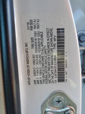 5J8TB4H37JL018834 - 2018 ACURA RDX WHITE photo 13