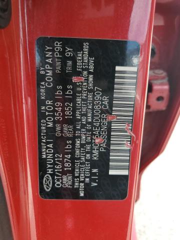 KMHCT5AE4DU083907 - 2013 HYUNDAI ACCENT GLS 红色 照片 14