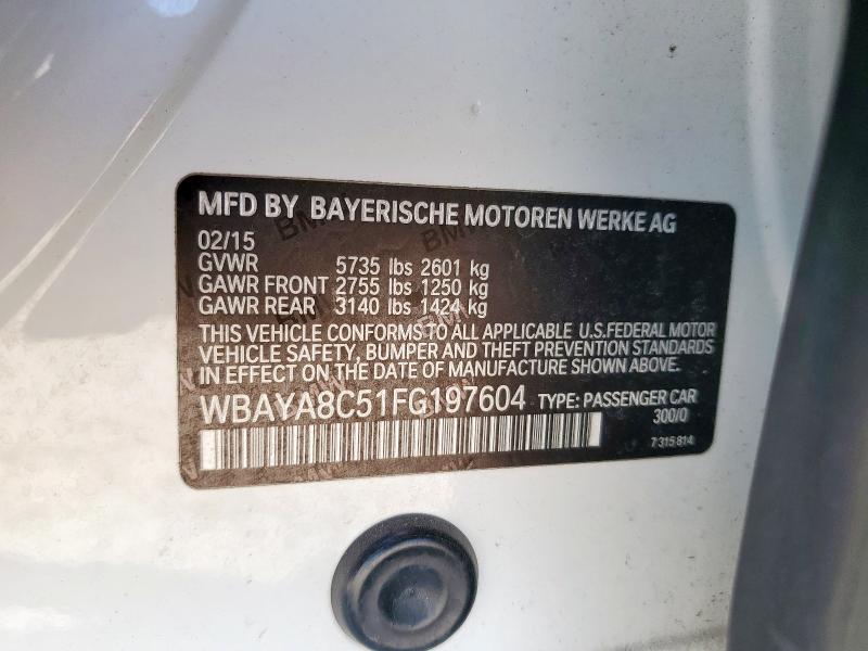 WBAYA8C51FG197604 - 2015 BMW 750 I WHITE photo 13