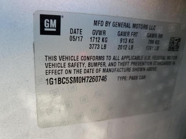 1G1BC5SM0H7260746 - 2017 CHEVROLET CRUZE LS 银色 照片 12