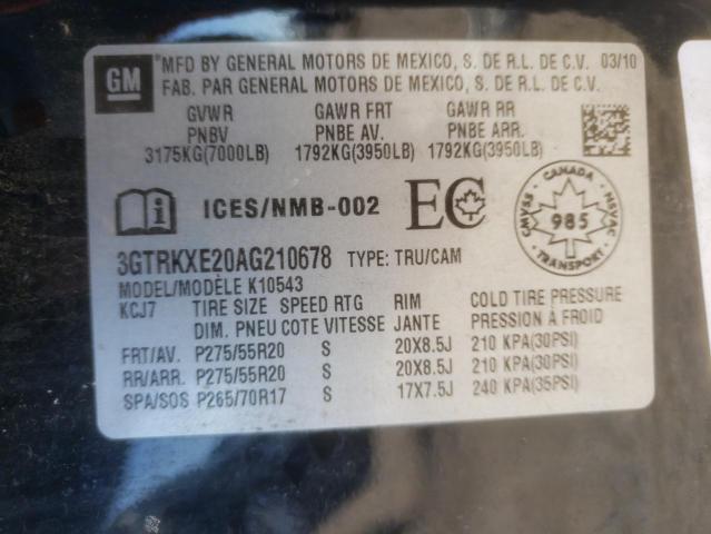 3GTRKXE20AG210678 - 2010 GMC SIERRA K1500 DENALI BLACK photo 12