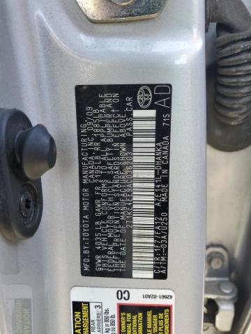 2T1KE4EE9AC036203 - 2010 TOYOTA COROLLA MA S SILVER photo 12