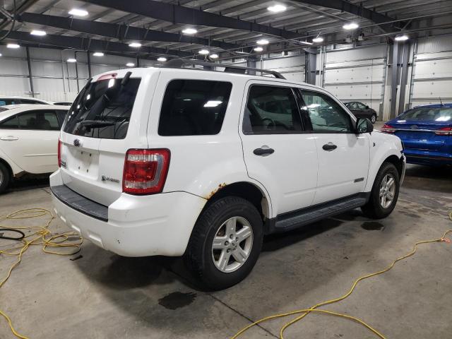 1FMCU59H98KA59387 - 2008 FORD ESCAPE HEV WHITE photo 3