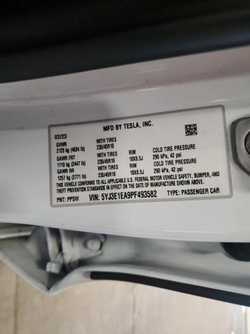 5YJ3E1EA9PF493582 - 2023 TESLA MODEL 3 WHITE photo 12