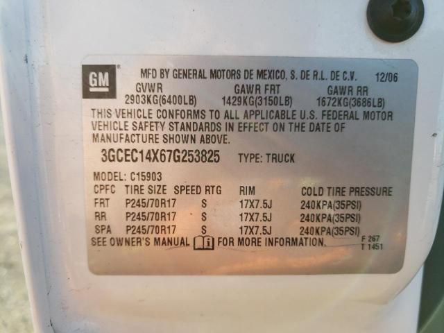 3GCEC14X67G253825 - 2007 CHEVROLET SILVERADO C1500 CLASSIC WHITE photo 12