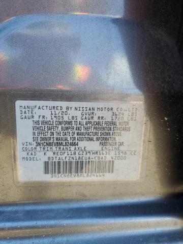 3N1CN8EV8ML824664 - 2021 NISSAN VERSA SV GRAY photo 12