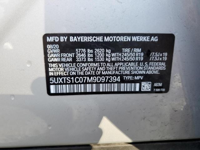 5UXTS1C07M9D97394 - 2021 BMW X3 XDRIVE30E SILVER photo 13